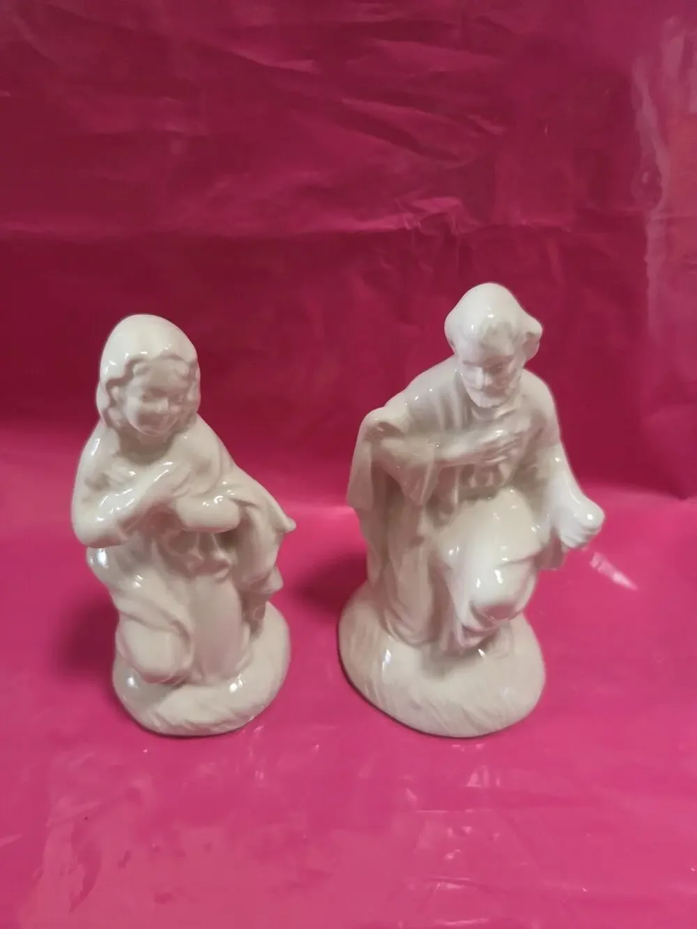Vtg Atlantic Mold Ceramic White Glazed Mary & Jesus
